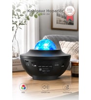 Torima Starry Projektör Led Lazer Uzaktan Kumandalı Kablosuz Hoparlör Gece Lambası LW34 Siyah