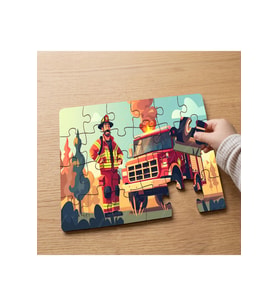 Kahraman İtfaiyeci Tasarımlı 24 Parça Ahşap Çocuk Puzzle MPK0160