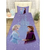 Mavi Elsa Anna kar temalı yatak örtüsü ve yastık kılıfı seti