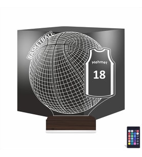 Luvivia Basketbol Topu Forma Kişiye Özel 3D Lamba - Masa Gece Lambası