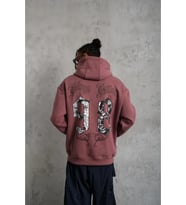 Erkek 98 Baskılı Kapşonlu Sweat - Gül Kurusu
