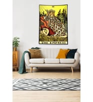 Multirenk Tarot Kartı Empress Leke Tutmaz Kadife Kumaş Duvar Örtüsü Duvar Halısı Tapestry (Sarı)
