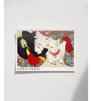 Çerçevesiz Poster Yoshitoshi Japon Kadın ve Kedi (Çok Renkli)