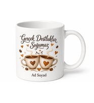 Kişiye Özel Dostluk Kahvesi Baskılı Kupa Bardak Hediye