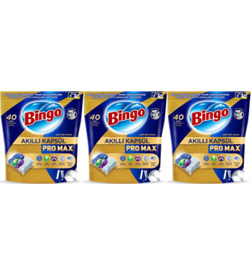 Bingo Akıllı Kapsül Pro Max Bulaşık Makinesi Deterjanı Tableti 120 Adet Limon Kokulu (3PK*40)
