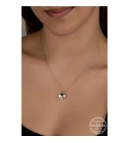 Swarovski Crystal Taşlı Tektaş Gümüş Kadın Kolye