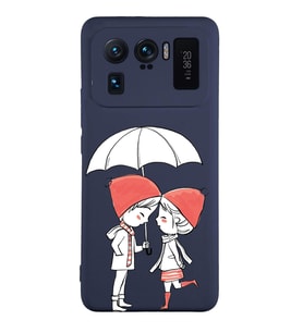 Xiaomi Mi11 Ultra Uyumlu Lansman Kılıf Aşk Tasarımlı İçi Kadife Kapak-Lacivert (Şeffaf)