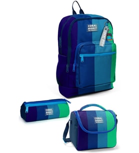 Coral High Kids Renkli Çizgili 3'lü Okul Çanta Seti SET0123781 - Erkek