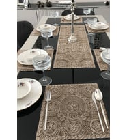 Fransız Dantelli Runner ve Supla Takımı (1 Runner, 6 Supla) Kapuçino