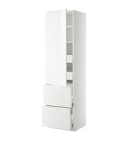 Mutfak Boy Dolabı, Beyaz, 60x60x220 cm, 1 Kapaklı, 4 Çekmeceli, 2 Raflı ve 2 Ön Panelli