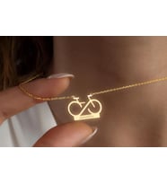 Bisiklet Model İsim Kolye 925K Gümüş (Gold)