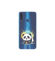 Samsung Galaxy A20S ile Uyumlu Splash Panda Tasarımlı Şeffaf Silikon Kılıf