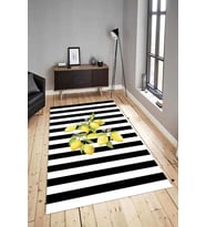 Dijital Baskılı Yıkanabilir Kaymaz Modern Renkli Salon Halısı Mutfak Halısı Yolluk ND-HY-1216 (Siyah)