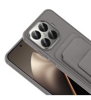 Xiaomi 15T Pro Kılıf Deri Dokulu ve Kartlıklı BiKart TPU Premium Kapak (Gri)