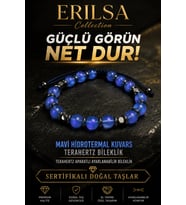Sertifikalı Terahertz - Aura Mavi Hidrotermal Kuvars Taşı Bileklik - 8 MM Ayarlanabilir Unisex