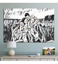 Kişiye Özel Renkli Karakalem Tasarımlı Pencil Sketch Effectli Tablo (8 Farklı Ölçü)