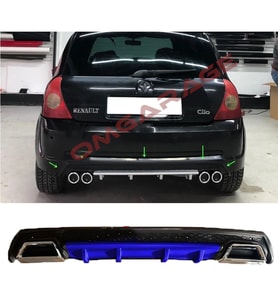 Renault Clio Mk2 HB Mavi Difüzör Çiftli Kare Egzoz Görünümlü D Tip Difizör 1998-2005