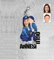 Kişiye Özel İsimli Anne Oğul Ahşap Anahtarlık-2