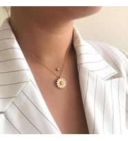 Rose Kaplama Papatya Gümüş Kolye (Karışık)
