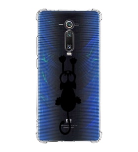 Xiaomi Mi 9T Pro Köşe Korumalı Antişok Kapak Çizgi Kedi Tasarımlı Şeffaf Silikon Kılıf