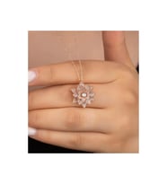 925 Ayar Gümüş Rose Taşlı Lotus Kolye