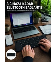 Katlanır Bluetooth Klavye Telefon Tablet Laptop Uyumlu Kablosuz Klavye