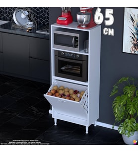 Eliusta Nixa 65 cm Çok Amaçlı Mutfak Banyo Kiler Dolabı - Sepetli Mikrodalga ve Fırın Bölmeli 65x150x32 cm
