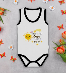 BK Kids Kişiye Özel Dayım Halleder Siyah Biyeli Askılı Sıfır Kol Bebek Body Zıbın, Yeni Doğan Bebek Hediyesi