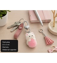 Mimi Peluş Kedi Charm Anahtarlık – Sevimli Mini Çanta Aksesuarı Hediye