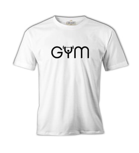 Bodybuilding - GYM with a Bar Beyaz Erkek Tshirt