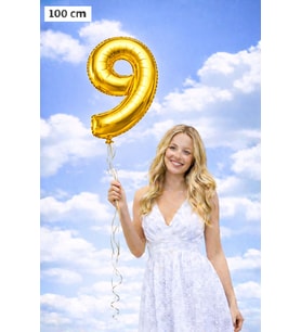 Gold 9 Rakamı 100 cm Folyo Balon – Parlak Altın Dev Parti Balonu