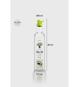 Renga Oslo 500 ml Desenli Cam Yağlık 152006 Yeşil