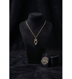 925 Ayar Zirkon Taşlı Gold Minimal Baykuş Gümüş Kolye