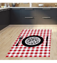 Ekoseli Kitchen Desenli Dijital Baskılı Kaymaz Taban Yıkanabilir Leke Tutmaz Mutfak Halısı (Pembe)