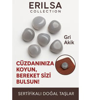 Sertifikalı Cüzdan Boy Tamburlanmış Gri Akik Taşı Kütle - Sakinlik, Odak ve Günlük Enerji Dengesi (Çok Renkli)