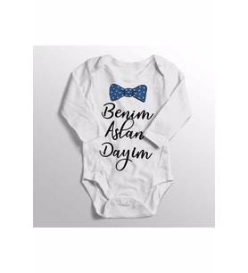 Bebek Beyaz Benim Aslan Dayım Baskılı Zıbın