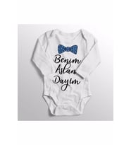 Bebek Beyaz Benim Aslan Dayım Baskılı Zıbın