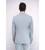 Gümüş Renk Metal Düğmeli Slim Fit Kruvaze Antrasit Erkek Takım Elbise – Wessi (Gri)