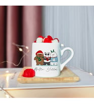 Wee Bears & Yılbaşı Tasarımlı Çift Ahşap Tabaklı Türk Kahvesi Fincanı Seti