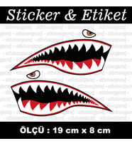 2li göz diş yan balık etiket sticker - 2 adet çıkartma araba motosiklet kask atv tablet pc buzdolabı otomobil bilgisayar uyumlu