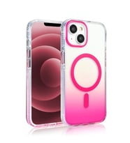 Coverzone iPhone 13 i�in K?l?f MagSafe ile uyumlu Transparan Renk Ge�i?li Z-Toros M-safe Kablosuz ?arj destekli Gradyan Tasar?m IPHONE 13 ?LE UYUMLU KILIF Rose Pembe