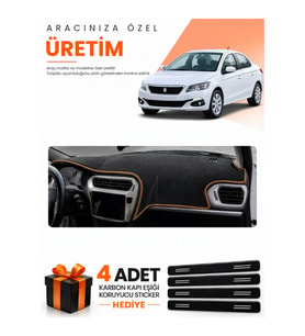 PEUGEOT 301 (2012-2022) Uyumlu Torpido Koruma Örtüsü Oto Kılıfı - Siyah Kahverengi