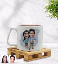 BK Gift Kişiye Özel Sevgililer Karikatürlü Middle Beyaz Kupa Bardak Model 101