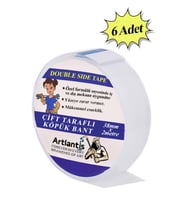 Çift Taraflı Bant Köpük Bant 38mm x 2mt 6 Adet Çerçeve Tablo Halı Yapıştırma Bandı İç Ve Dış Mekan Süper Güçlü Köpük Bant
