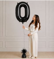 100 cm Siyah 0 Rakamlı Helyumlu Folyo Balon – Şık ve Modern Parti Dekoru