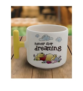 Sarı T Kulp Never Stop Dreaming Baskılı Tasarımlı Latte Fincan Modeli