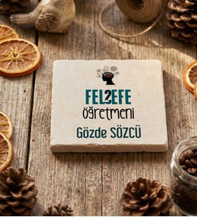 Kişiye Özel Felsefe Öğretmeni Bardak Altlığı Öğretmenler Günü Hediyesi (Krem)
