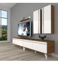 Decoraktiv Eko 5220T Mdf Retro Tv Ünitesi Tv Sehpası (Beyaz - Kahverengi)
