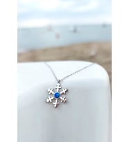 Vaoov 925 Ayar Gümüş Opal Taşlı Gold Kar Tanesi Kolye