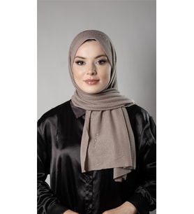 Vizon Pratik Hazır Geçmeli Tesettür Şal Örme Kumaş Taşlı Yıldız Desenli  2118Y_10
